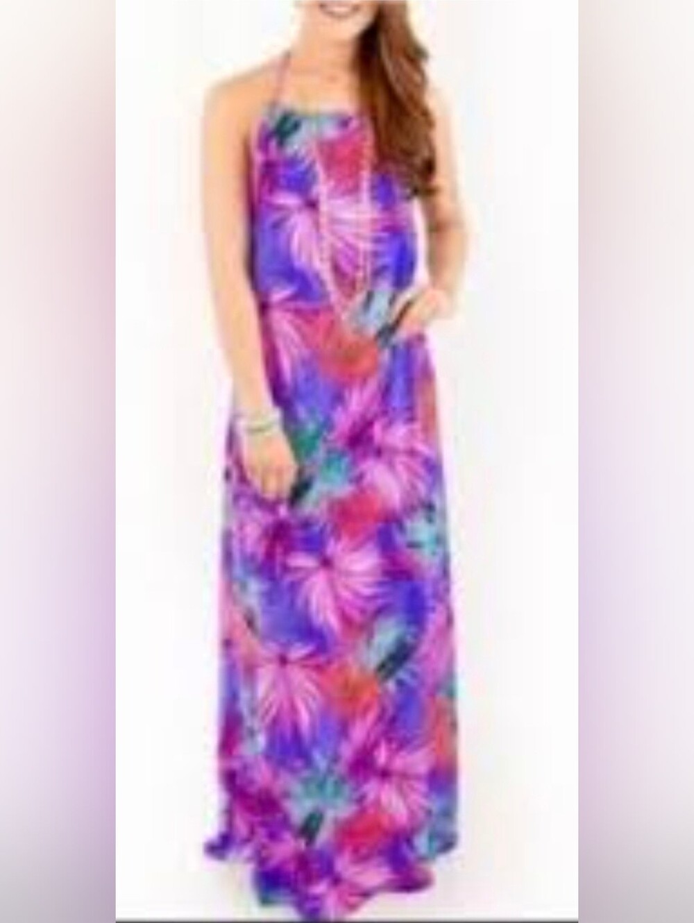 Buddy Love NWT Violet Hawaiian Nights Purple Halter Maxi Dress Small